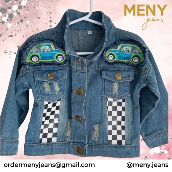 Toddler Custom Car Theme Jean Jacket Size 4 NWT - Picture 4 of 15